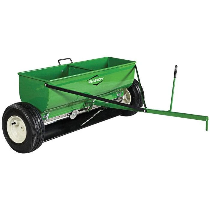 Gandy Towable Drop Spreader With 120lb Steel Hopper And Pneumatic Tires 1 Gandy Towable Drop Spreader With 120lb Steel Hopper And Pneumatic Tires