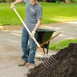 Leonard 6-Tine Forged Steel Manure Fork With 54-Inch Straight Handle -Landscape greening equipment amf6 4