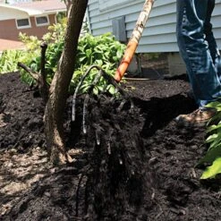 Leonard 6 Tine Forged Steel Manure Fork With 30 Inch D Grip Handle -Landscape greening equipment amf6d 3 1