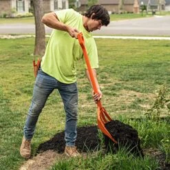 Poly Mulching Fork With D-Grip Handle By A.M. Leonard, 8 Tine, 15in Scoop X 44in Length, Lifetime Warranty -Landscape greening equipment apf810 6 1