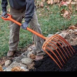Poly Mulching Fork With D-Grip Handle By A.M. Leonard, 8 Tine, 15in Scoop X 44in Length, Lifetime Warranty -Landscape greening equipment apf810 8 1