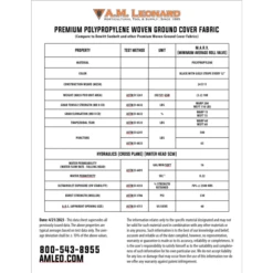 3.2oz Premium Woven Ground Cover 10ft (Folded) X 300ft -Landscape greening equipment gc103 spec sheet